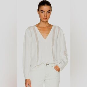 L'AGENCE Angela silk top in Magnolia White
